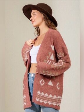 New In | NWOT Cozy Aztec Open-Front Sweater Cardigan
